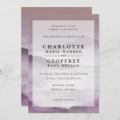 Invitation Aquarelle rose pâle mariage paysage brouillard (Devant / Derrière)