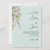 Invitation Aquarelle rose pâle menthe Mariage (Devant)