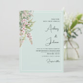 Invitation Aquarelle rose pâle menthe Mariage (Debout devant)