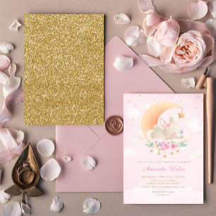 Invitation Aquarelle rose pâle mignonne Baby shower fille lap