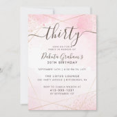 Invitation Aquarelle rose pâle Or Trente Anniversaire (Devant)