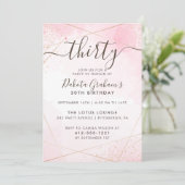 Invitation Aquarelle rose pâle Or Trente Anniversaire (Debout devant)