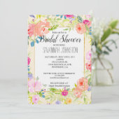 Invitation Aquarelle rose pâle Peach Fête des mariées florale (Debout devant)