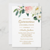 Invitation Aquarelle rose pâle Quinceanera (Devant)