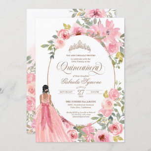 Invitation Aquarelle rose pâle Quinceanera