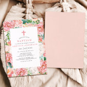 Invitation Aquarelle rose pâle Rose Baptême floral