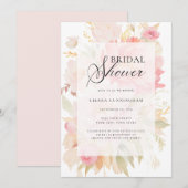 Invitation Aquarelle rose pâle rose Fête des mariées florale (Devant / Derrière)