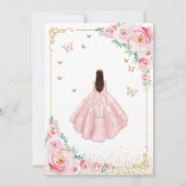 Invitation Aquarelle rose pâle Roses or Quinceanera (Dos)