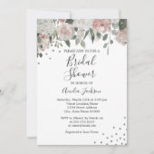 Invitation Aquarelle rose pâle Silver Fête des mariées floral (Devant)