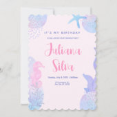 Invitation Aquarelle rose pâle sous la mer Anniversaire (Devant)