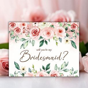 Invitation Aquarelle rose pâle Soyez ma femme de ménage