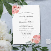 Invitation Aquarelle rose pâle Vert Floral Mariage élégant