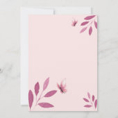 Invitation Aquarelle rose papillon bébé fille bébé bébé douch (Dos)
