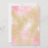 Invitation Aquarelle rose parties scintillant d'or de fille 3 (Dos)