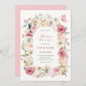 Invitation aquarelle rose pastel (Devant / Derrière)