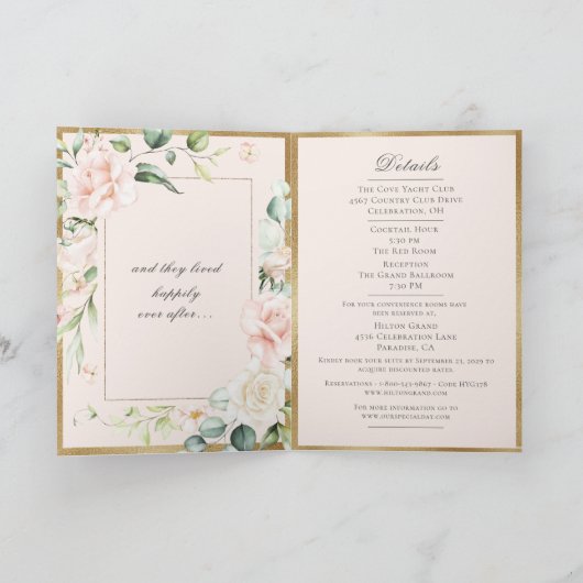 Invitation Aquarelle rose pastel Floral Romantique (Intérieur)