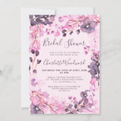 Invitation Aquarelle rose pastel rose fleurie douche nuptiale (Devant)