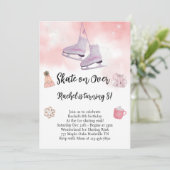 Invitation Aquarelle rose Patinage sur glace Anniversaire Inv (Debout devant)