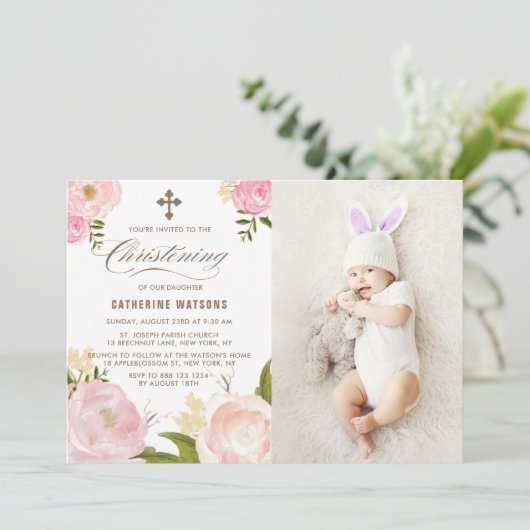 Invitation Aquarelle rose Peonies (Debout devant)