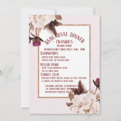 Invitation Aquarelle rose Peony Dîner De Répétition Florale (Devant)