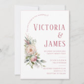 Invitation Aquarelle rose Peony Mariage moderne (Devant)