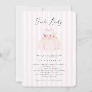 Invitation Aquarelle rose Père Noël Baby shower de Noël bébé