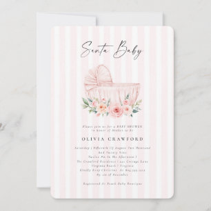 Invitation Aquarelle rose Père Noël Baby shower de Noël bébé