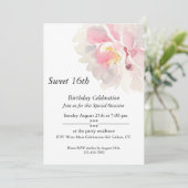 Invitation Aquarelle rose, personnalisable, Douce 16e (Debout devant)