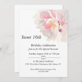 Invitation Aquarelle rose, personnalisable, Douce 16e (Devant / Derrière)