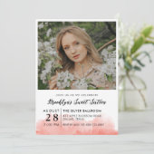 Invitation Aquarelle rose Photo Sweet 16 (Debout devant)