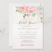 Invitation Aquarelle rose Pierre florale Fête des mariées élé (Devant)