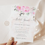 Invitation Aquarelle rose Pierre florale Fête des mariées élé<br><div class="desc">Une élégante invitation à la douche nuptiale fleurie avec des fleurs d'aquarelle rose et une calligraphie manuscrite moderne.</div>