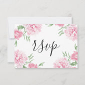 Invitation Aquarelle rose Pierre florale | RSVP (Dos)