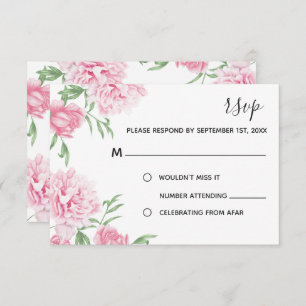 Invitation Aquarelle rose Pierre florale   RSVP