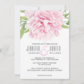 Invitation Aquarelle rose pivoine florale | MARIAGE (Devant)