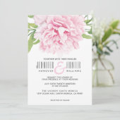Invitation Aquarelle rose pivoine florale | MARIAGE (Debout devant)