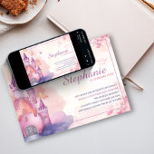 Invitation Aquarelle rose Princess Castle Anniversaire