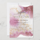 Invitation Aquarelle Rose Quartz Gold Geode BarefootBride™ (Devant)