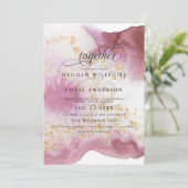 Invitation Aquarelle Rose Quartz Gold Geode BarefootBride™ (Debout devant)