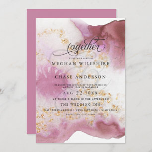 Invitation Aquarelle Rose Quartz Gold Geode BarefootBride™