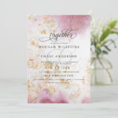 Invitation Aquarelle Rose Quartz Gold Geode BarefootBride™ (Debout devant)