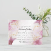 Invitation Aquarelle Rose Quartz Gold Geode BarefootBride™ (Debout devant)