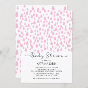 Invitation Aquarelle rose Raindrops Baby shower filles