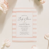 Invitation Aquarelle rose rayures Baby shower fille