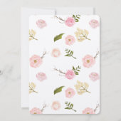 Invitation Aquarelle rose romantique Jardin douche nuptiale (Dos)