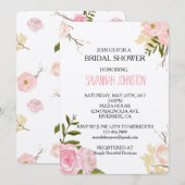 Invitation Aquarelle rose romantique Jardin douche nuptiale (Devant / Derrière)