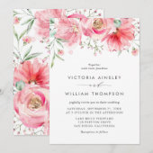 Invitation Aquarelle rose romantique Rose Mariage floral (Devant / Derrière)