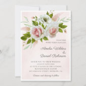 Invitation Aquarelle rose romantique Rose Mariage floral (Devant)