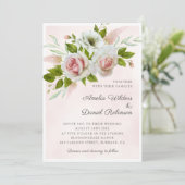Invitation Aquarelle rose romantique Rose Mariage floral (Debout devant)