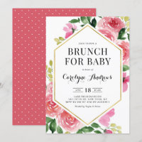 Aquarelle rose Rose Brunch à cadre floral pour béb